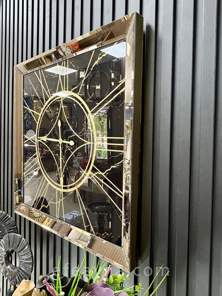 MERMER- BRONZ AYNA DUVAR SAATİ 70x70CM