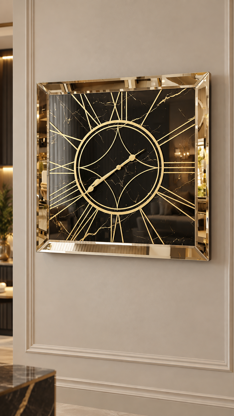 MERMER- BRONZ AYNA DUVAR SAATİ 70x70CM