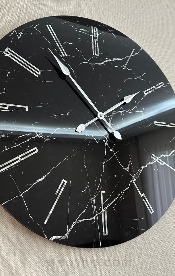 MERMER-SİYAH&GÜMÜŞ DUUVAR SAATİ 61CM