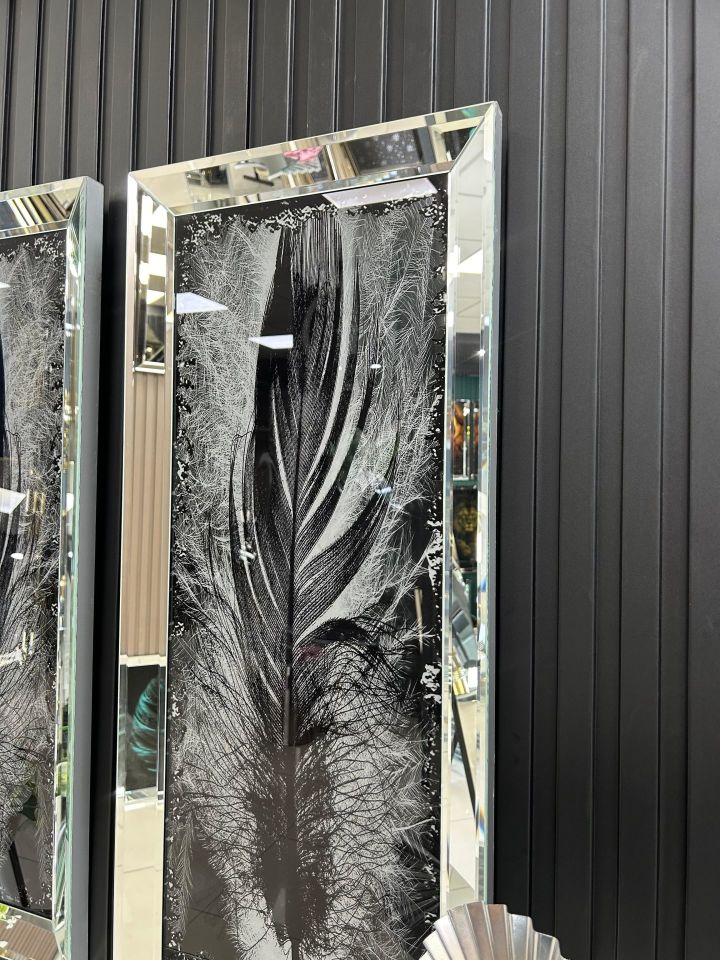 3D TÜY-GÜMÜŞ AYNA TABLO SETİ 40x90cm (40x90 x 2 adet tablo)