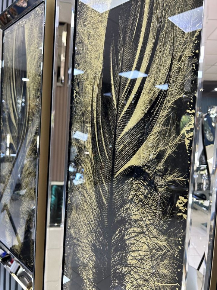 3D TÜY-BRONZ AYNA TABLO SETİ 30x70cm (30x70 x 2 adet tablo)