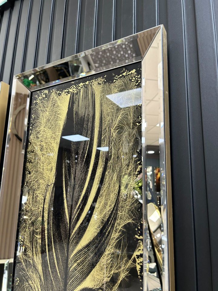3D TÜY-BRONZ AYNA TABLO SETİ 40x90cm (40x90 x 2 adet tablo)