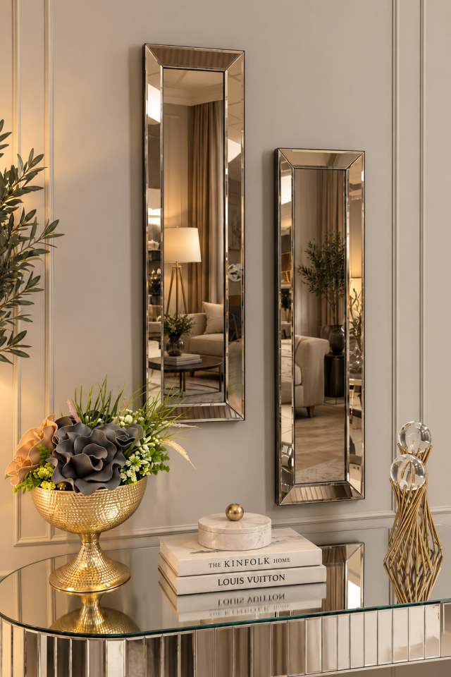 BRONZ YAN AYNA 2'Lİ SET (25x90cm x 2 adet)