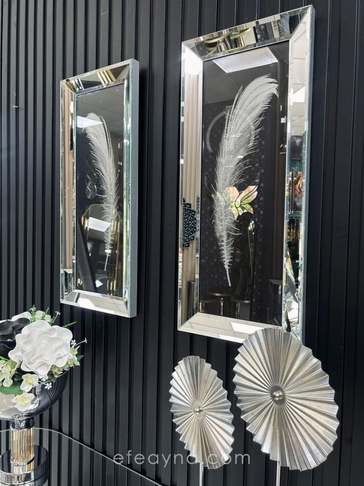 TÜY- 2'Lİ GÜMÜŞ AYNA TABLO SETİ