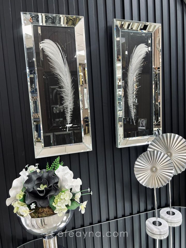 TÜY- 2'Lİ GÜMÜŞ AYNA TABLO SETİ