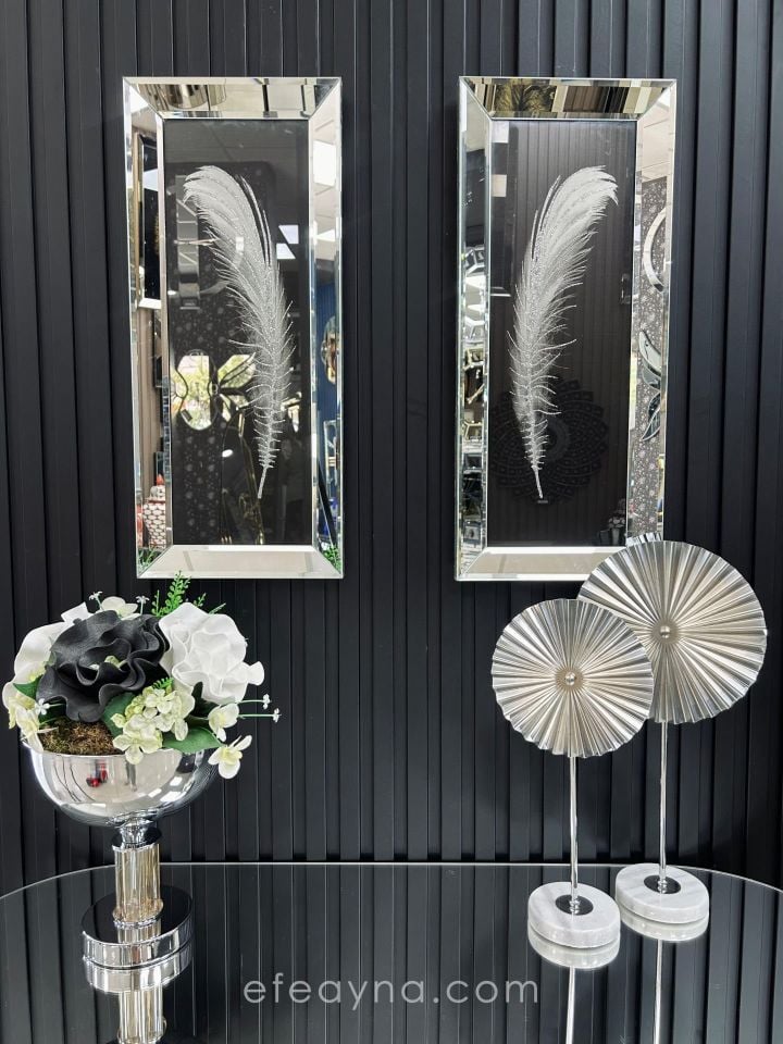 TÜY- 2'Lİ GÜMÜŞ AYNA TABLO SETİ