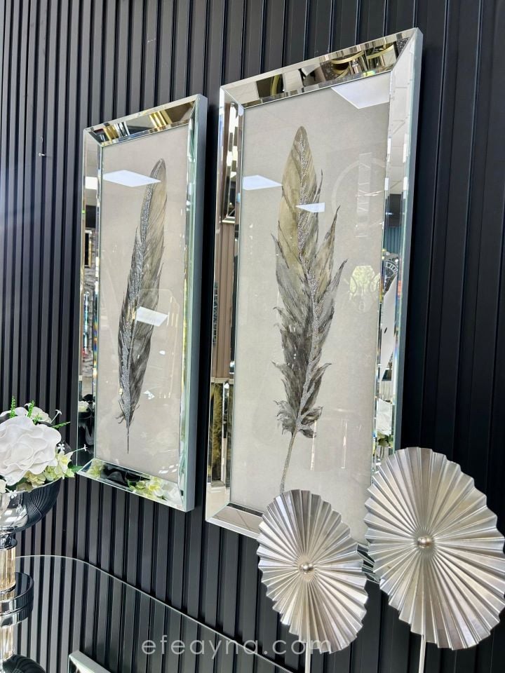 ANTİK TÜY -GÜMÜŞ AYNA 2'Lİ TABLO SETİ