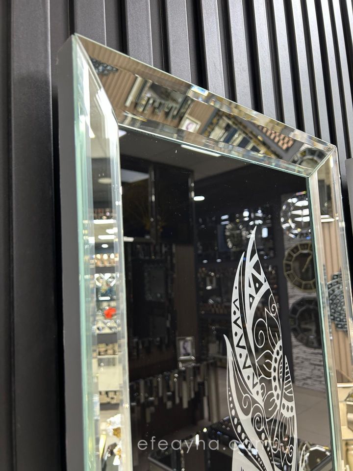 ETNİK DESENLİ TÜY- 2'Lİ GÜMÜŞ AYNA TABLO SETİ