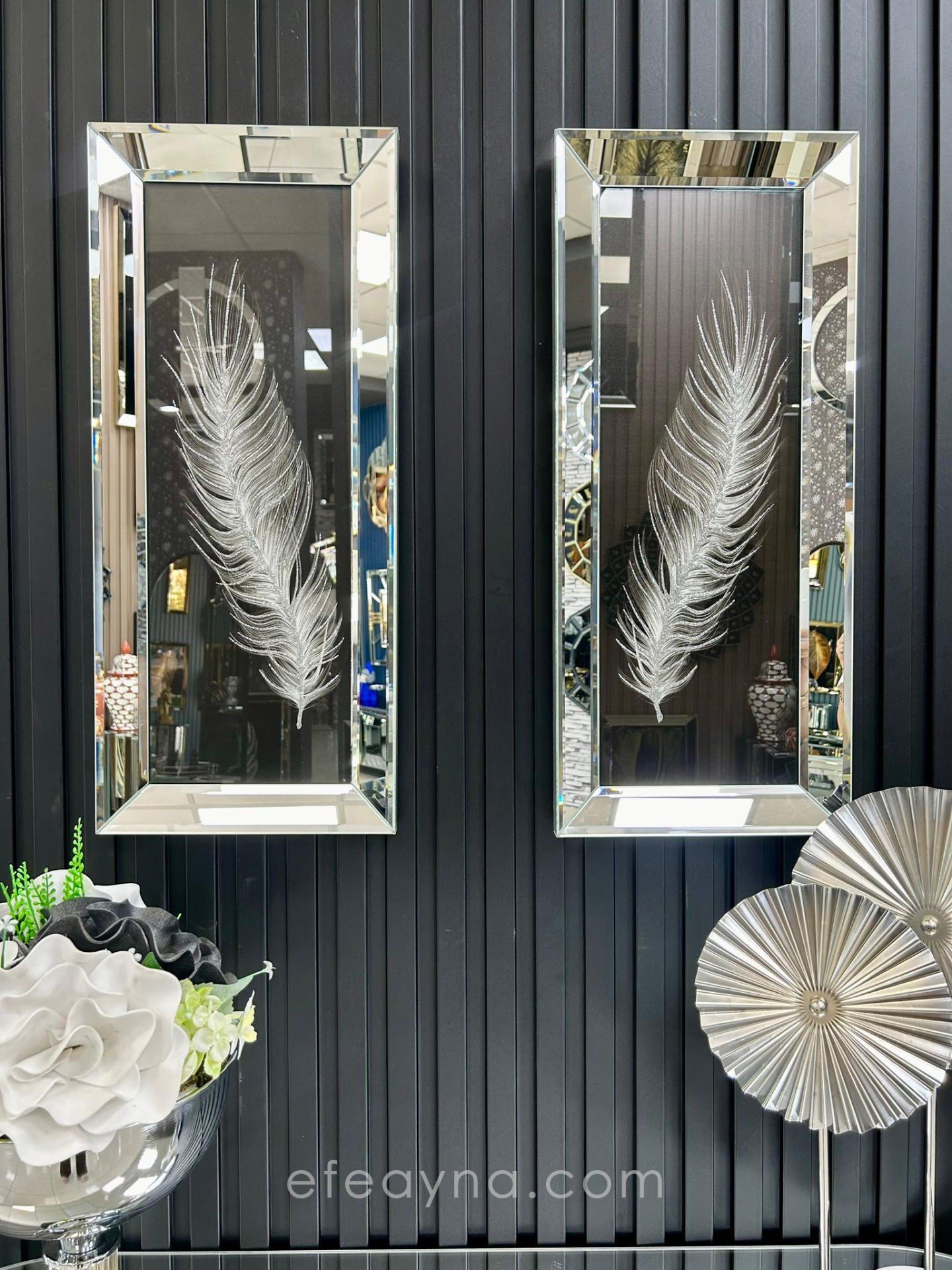 TÜY 2- 2'Lİ GÜMÜŞ AYNA TABLO SETİ