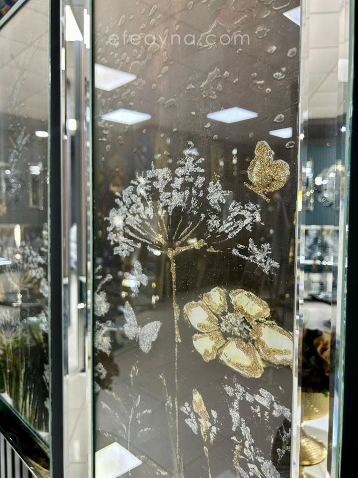 YUSUFCUK - GÜMÜŞ AYNA TABLO SETİ 40x90cm (40x90 x 2 adet tablo)