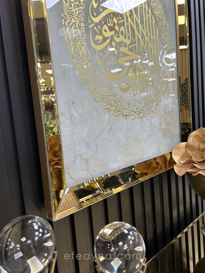 AYET-EL KÜRSİ -GOLD BEYAZ AYNA TABLO-MERMER DESENLİ