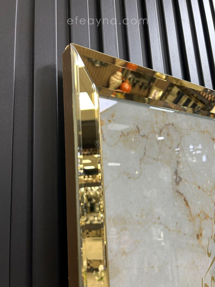 AYET-EL KÜRSİ -GOLD BEYAZ AYNA TABLO-MERMER DESENLİ 60X90