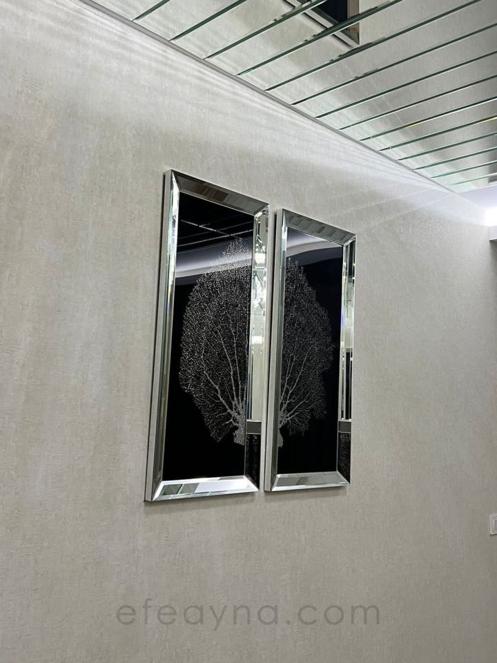 MERCAN- GÜMÜŞ AYNA TABLO SETİ 40x90cm (40x90 x 2 adet tablo)
