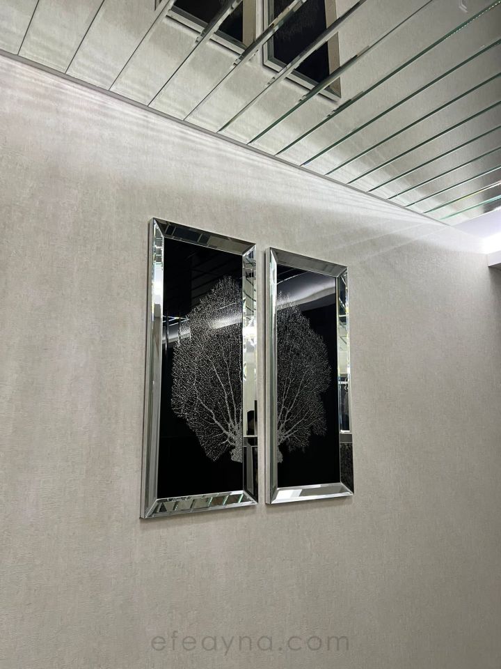 MERCAN- GÜMÜŞ AYNA TABLO SETİ 40x90cm (40x90 x 2 adet tablo)