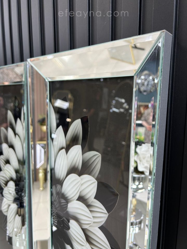PAPATYA-GÜMÜŞ AYNA TABLO SETİ-SİYAH 40x90cm (40x90 x 2 adet tablo)