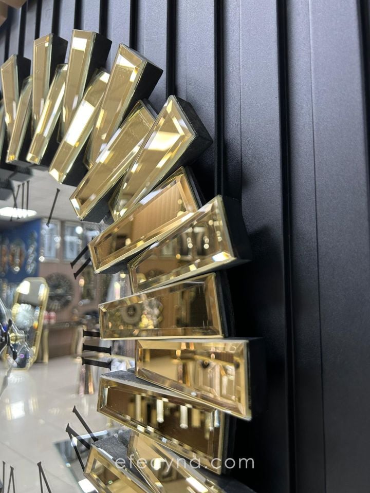 PİYANO-GOLD AYNA DUVAR SAATİ 83cm