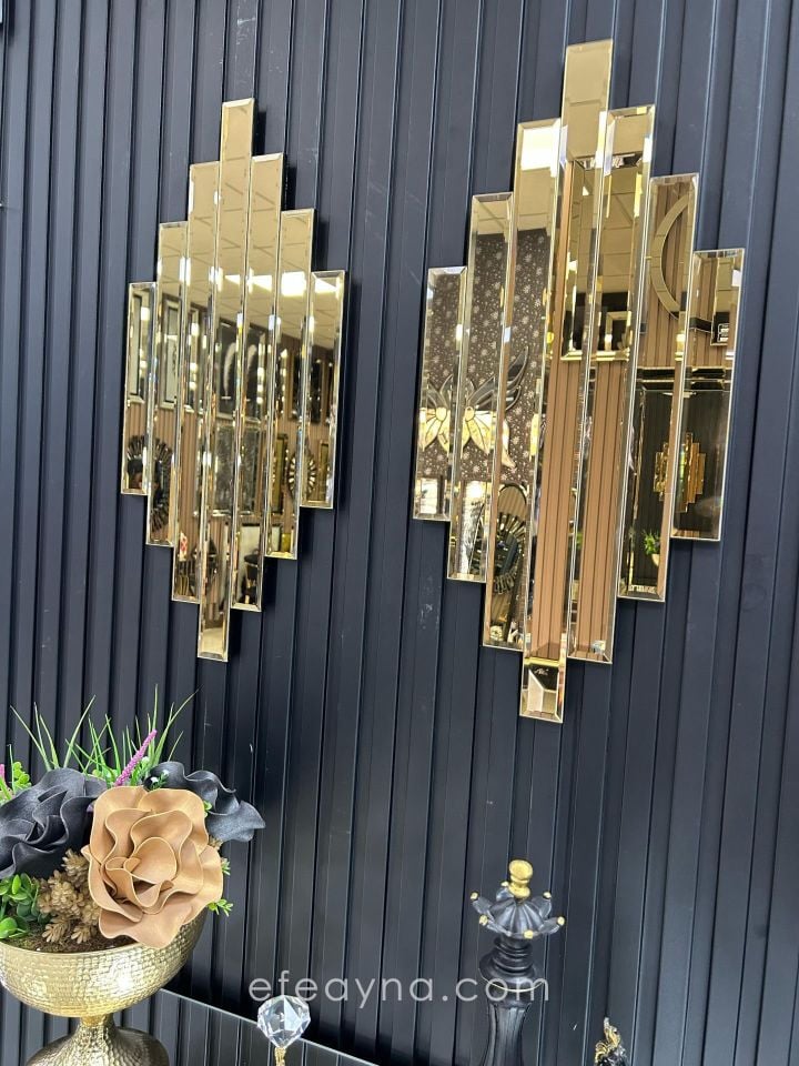 RİTMİK MODEL GOLD AYNA 2'Lİ SET (35x75cm x 2 adet)