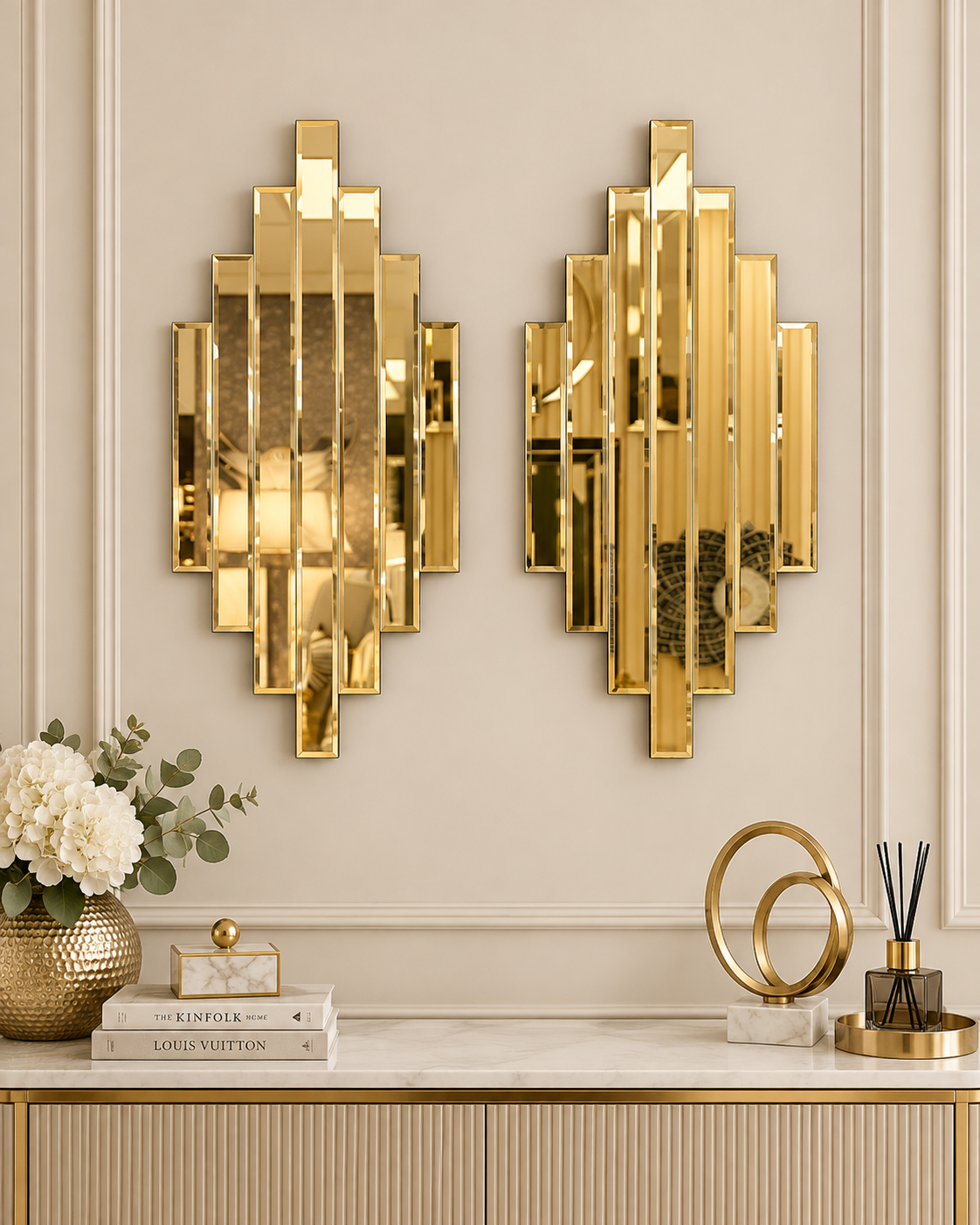 RİTMİK MODEL GOLD AYNA 2'Lİ SET (35x75cm x 2 adet)
