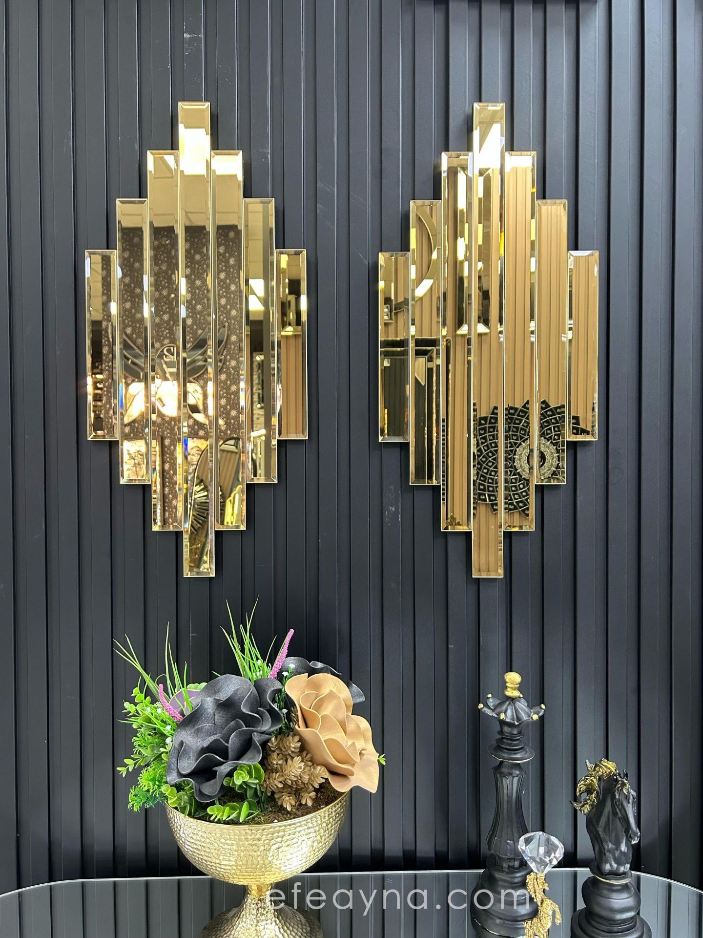 RİTMİK MODEL GOLD AYNA 2'Lİ SET (35x75cm x 2 adet)
