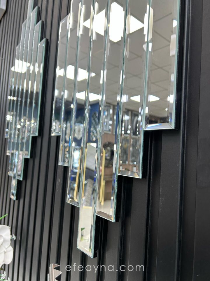 RİTMİK MODEL GÜMÜŞ AYNA 2'Lİ SET (35x75cm x 2 adet)