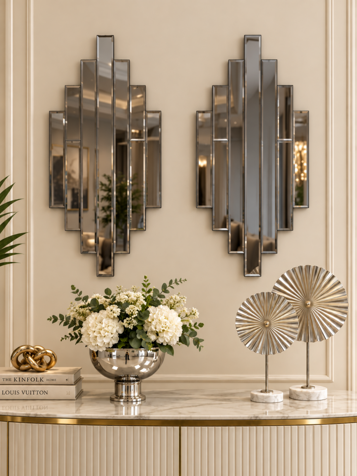 RİTMİK MODEL FÜME AYNA 2'Lİ SET (35x75cm x 2 adet)