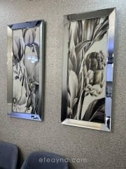 SOFT ÇİÇEK-GÜMÜŞ AYNA TABLO SETİ