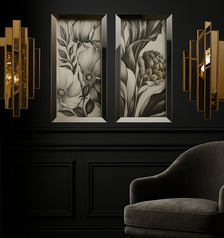 SOFT ÇİÇEK-GÜMÜŞ AYNA TABLO SETİ