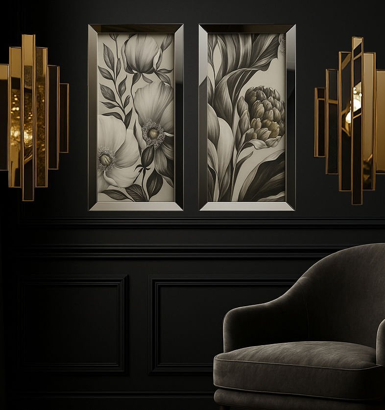 SOFT ÇİÇEK-GÜMÜŞ AYNA TABLO SETİ