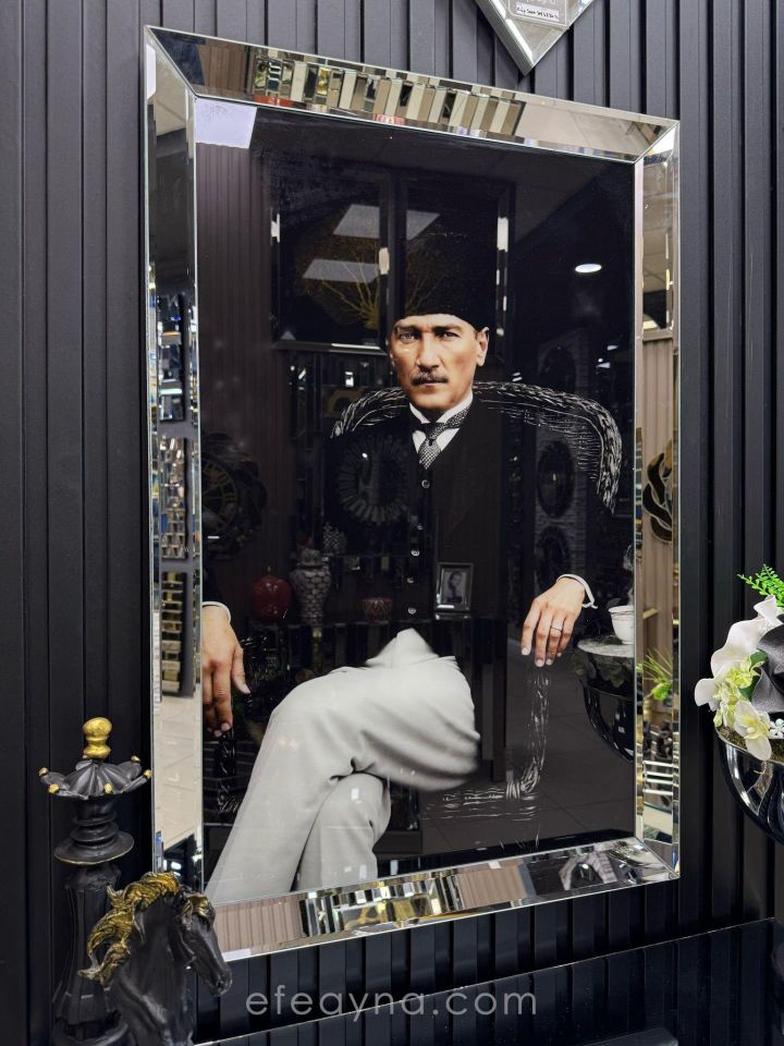 ATATÜRK -GÜMÜŞ AYNA TABLO 2 40X60