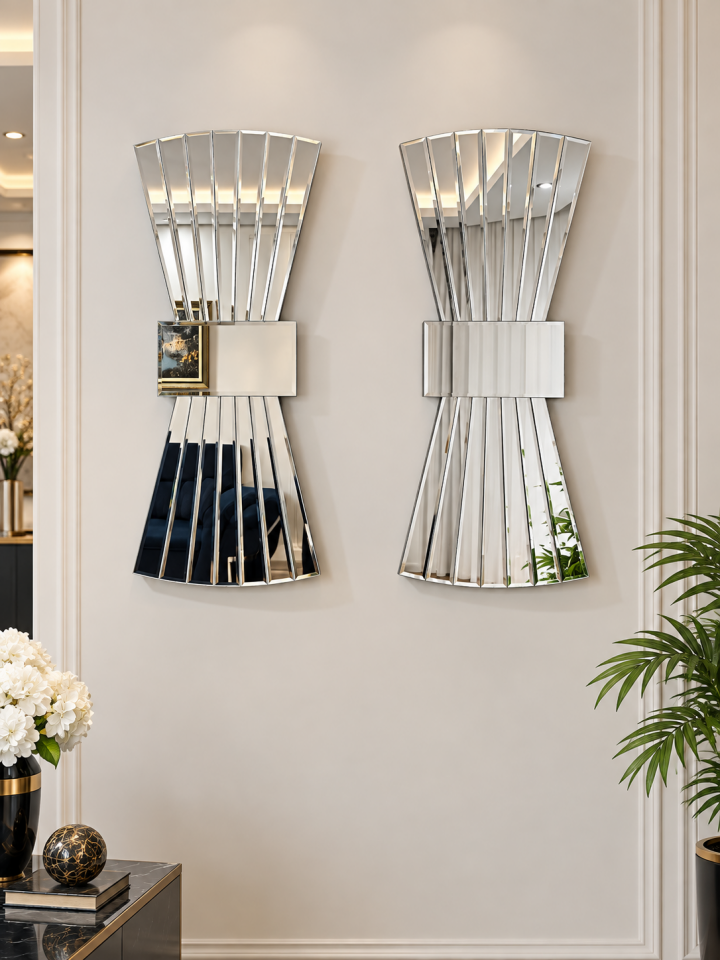 PAPYON MODEL GÜMÜŞ AYNA 2'Lİ SET (35x85cm x 2 adet)