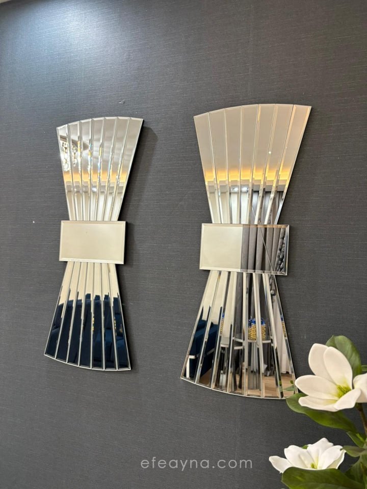 PAPYON MODEL GÜMÜŞ AYNA 2'Lİ SET (35x85cm x 2 adet)