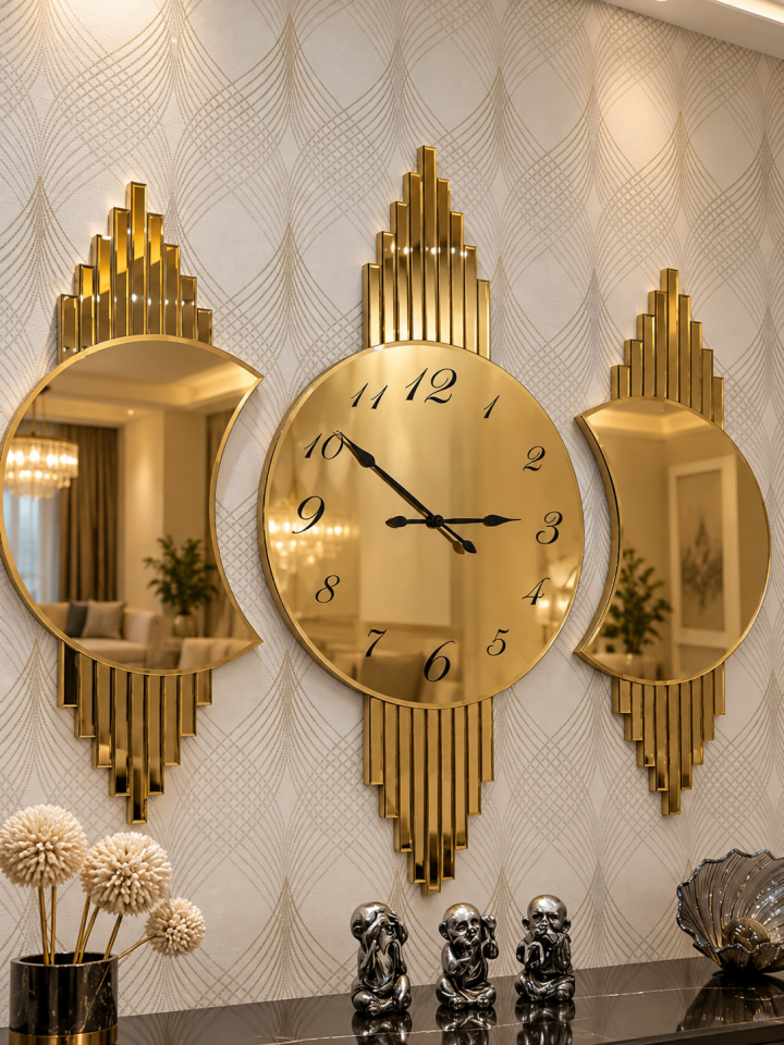 GALAKSİ- 3'LÜ GOLD DUVAR SAATİ SETİ