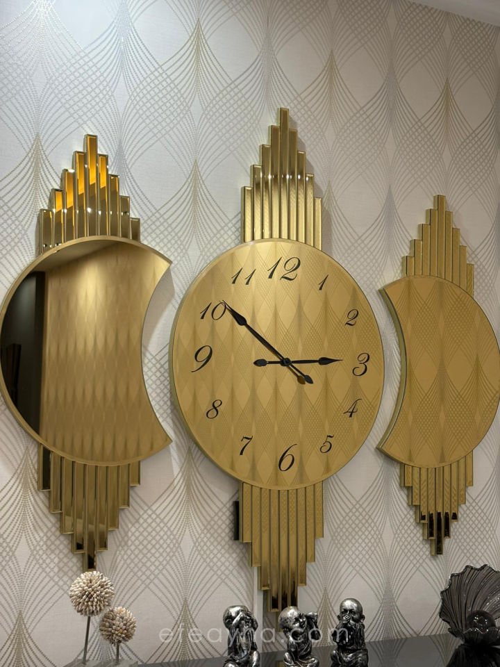 GALAKSİ- 3'LÜ GOLD DUVAR SAATİ SETİ