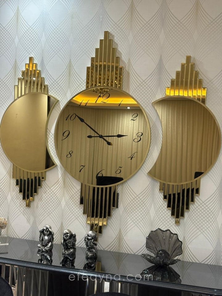 GALAKSİ- 3'LÜ GOLD DUVAR SAATİ SETİ