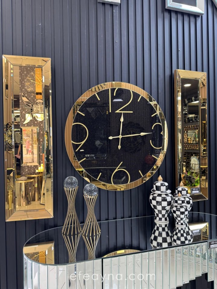 LUNA DUVAR SAATİ-GOLD AYNA -70cm