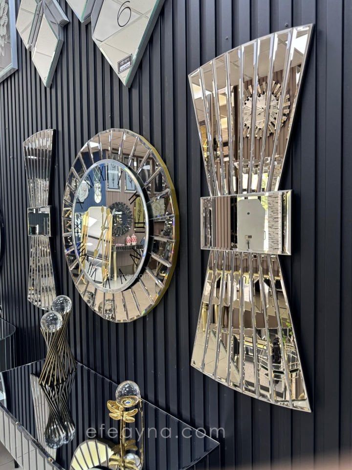 ÇİZGİ DUVAR SAATİ & PAPYON MODEL BRONZ AYNA 3'LÜ SET