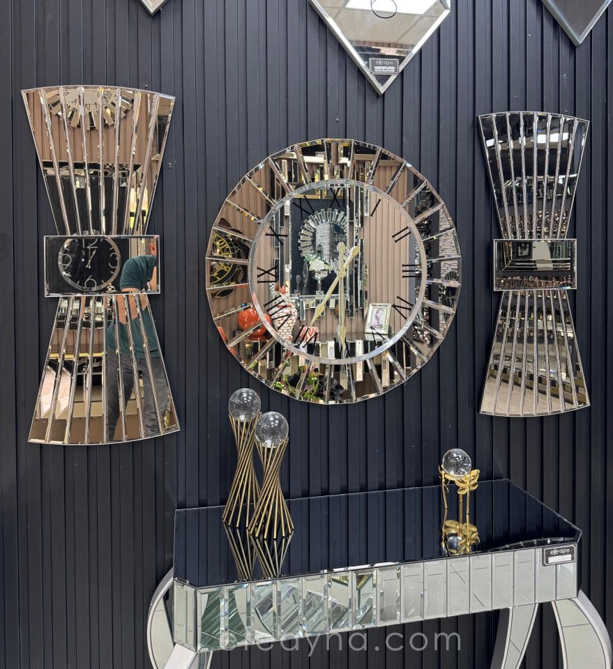 ÇİZGİ DUVAR SAATİ & PAPYON MODEL BRONZ AYNA 3'LÜ SET