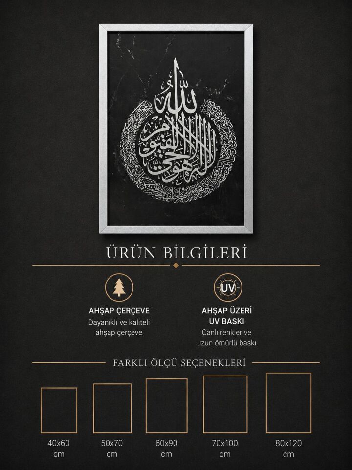 AYET-EL KÜRSİ-GÜMÜŞ AHŞAP ÇERÇEVELİ TABLO