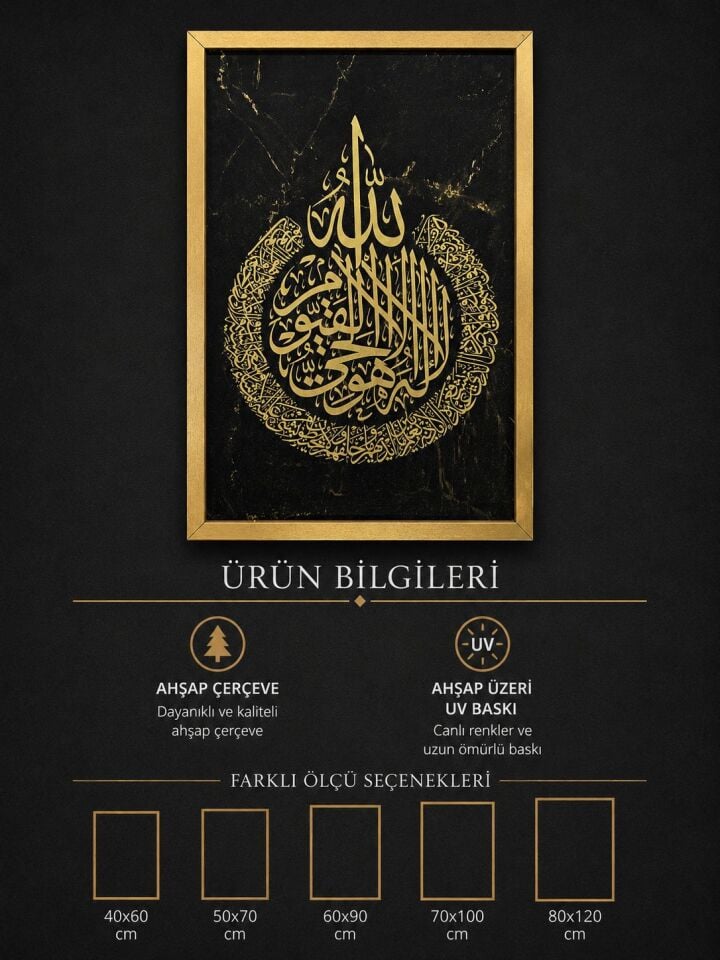 AYET-EL KÜRSİ-GOLD AHŞAP ÇERÇEVELİ TABLO